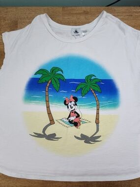 Minnie Mouse Disney Parks Summer Palm Trees Beach Shirt 2X - Matches Rattan Ears